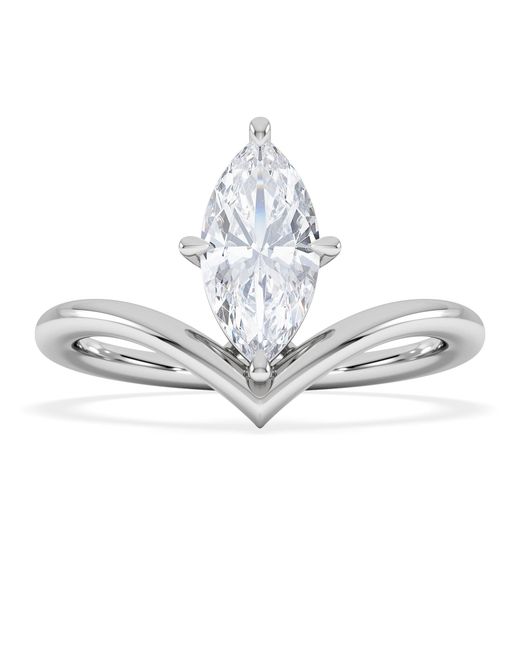 The Diamond Store White Vela 1.00Ct Marquise Cut Lab Diamond Solitaire Engagement Ring