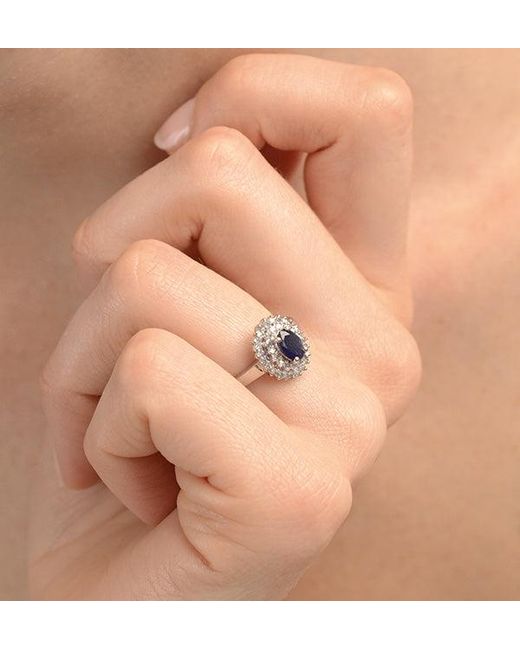 The Diamond Store White Sapphire 4 X 6Mm And Diamond 9K Ring