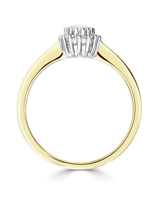 The Diamond Store Metallic Opal 6 X 4Mm And Diamond 9K Ring