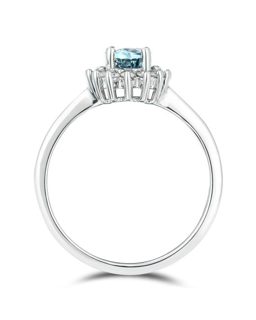 The Diamond Store Blue Topaz 0.95Ct And Diamond 925 Sterling Ring