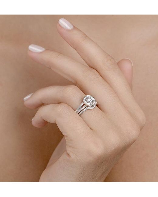 The Diamond Store Metallic Matching Diamond Engagement And Wedding Ring 1Ct Si2 18K