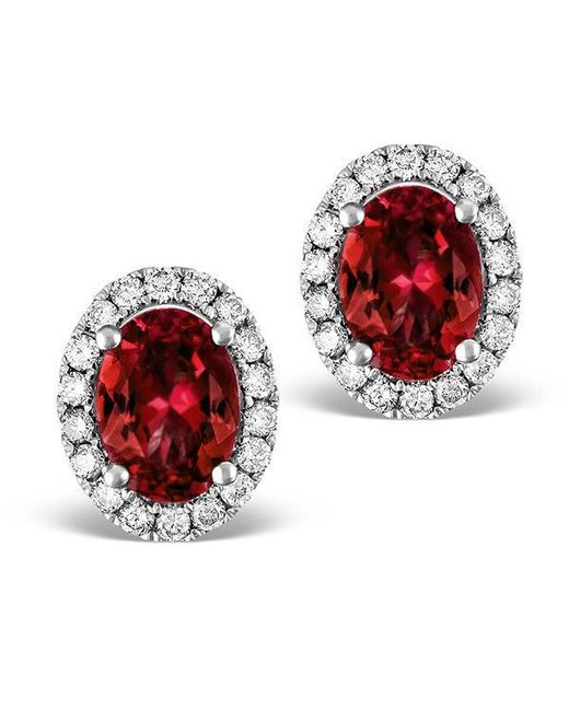 The Diamond Store Red Ruby 2.30Ct And Diamond 18K Earrings