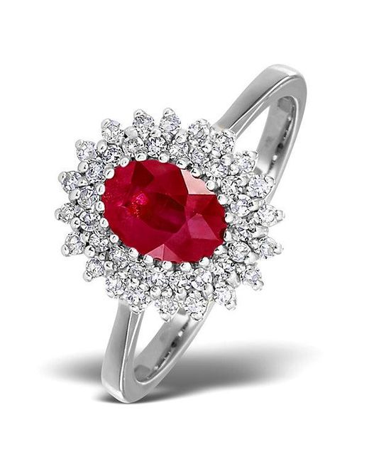 The Diamond Store White Ruby 7 X 5Mm And Diamond 9K Ring