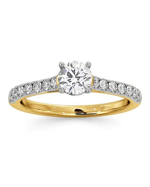 The Diamond Store Metallic Natalia Diamond Engagement Side Stone Ring 18K 0.91Ct G/Si1