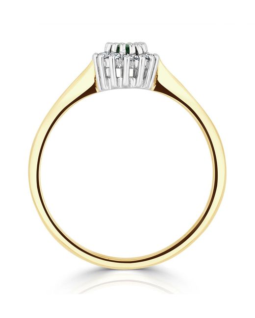 The Diamond Store Metallic Emerald 5 X 3Mm And Diamond 9K Ring