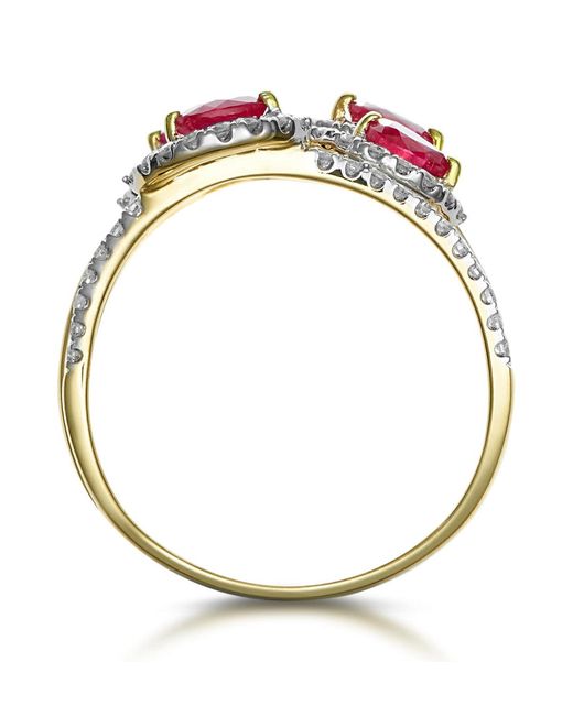 The Diamond Store Metallic Ruby And Lab Diamond Halo Statement Ring