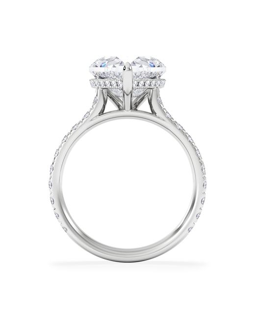 The Diamond Store White Amora Heart 3.36Ct Hidden Halo Lab Diamond Engagement Ring With Side Stones Set
