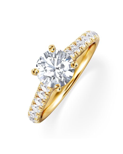 The Diamond Store Metallic Natalia Lab Diamond Engagement Side Stone Ring 18K 1.50Ct F/Vs1