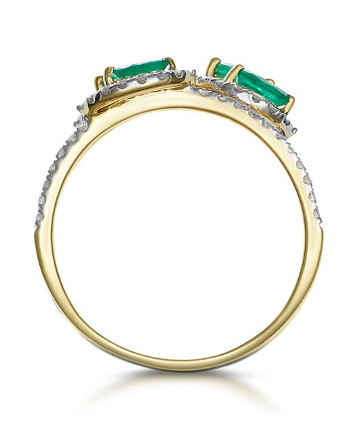 The Diamond Store Metallic Emerald And Diamond Halo Statement Ring 18K