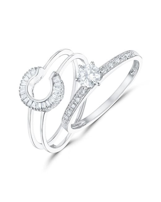 The Diamond Store White Diamond 0.65Ct And 9K Solitaire Ring With Shoulders