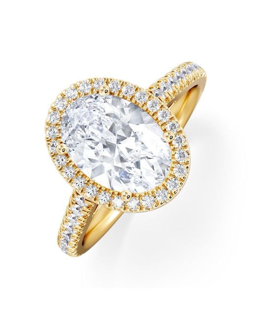 The Diamond Store Metallic Georgina Lab Oval Diamond Halo Engagement Ring 18K 2.55Ct F/Vs1