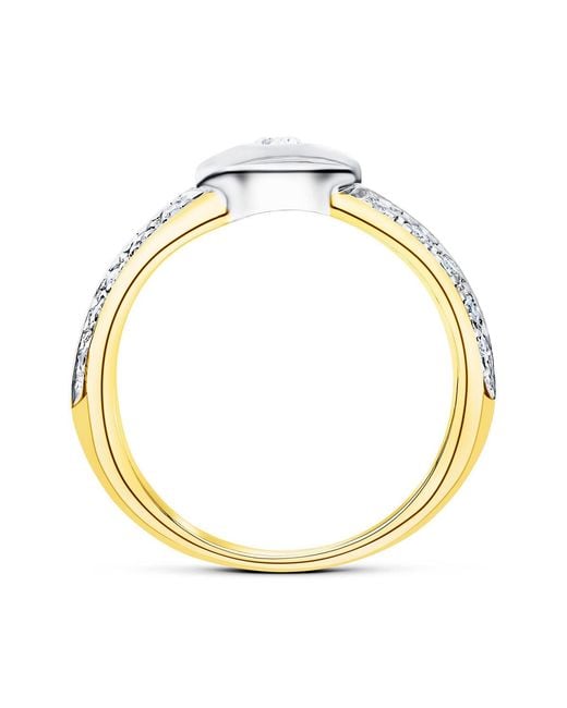 The Diamond Store Metallic Shoulder Diamonds Rubover Ring 18K 0.30Ct
