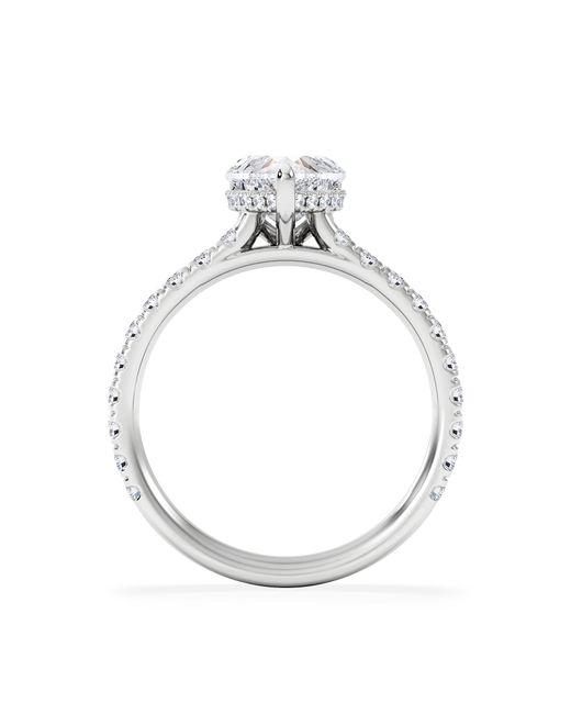 The Diamond Store White Amora Heart 1.47Ct Hidden Halo Lab Diamond Engagement Ring With Side Stones Set