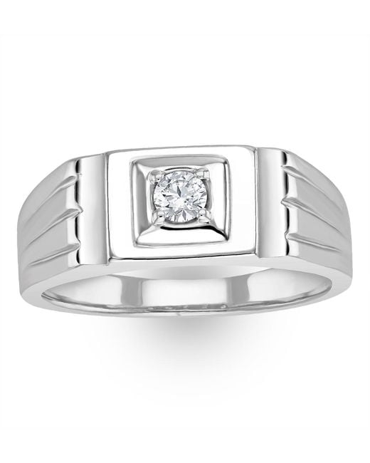 The Diamond Store Metallic Solitaire Signet Lab Diamond Ring 0.15Ct for men
