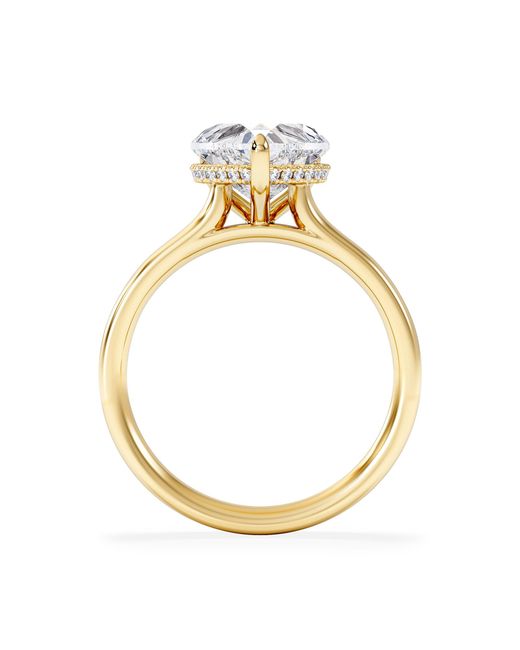 The Diamond Store Metallic Amora Heart 2.09Ct Hidden Halo Lab Diamond Engagement Ring F/Vs Set