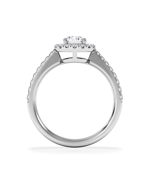 The Diamond Store White Ella Halo Lab Diamond Engagement Ring 0.86Ct F/Vs1