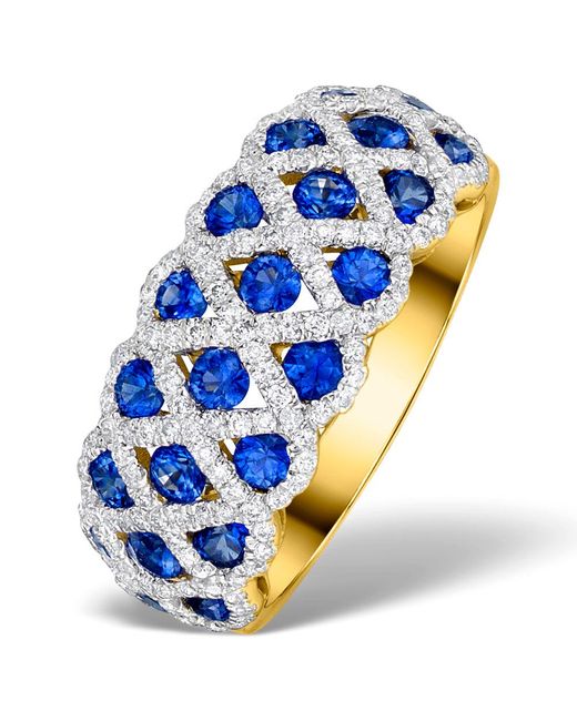 The Diamond Store Blue Sapphire 1.36Ct And Diamond Lattice Ring