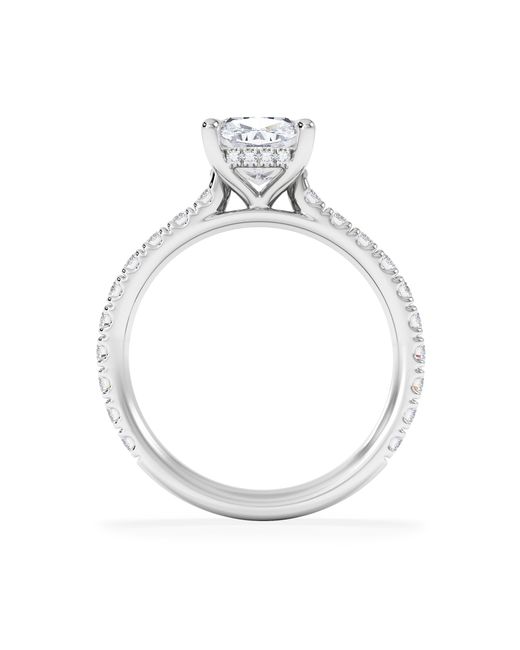 The Diamond Store White Amora 2.00Ct Elongated Cushion Cut Lab Diamond Hidden Halo Engagement Ring With Side Stones