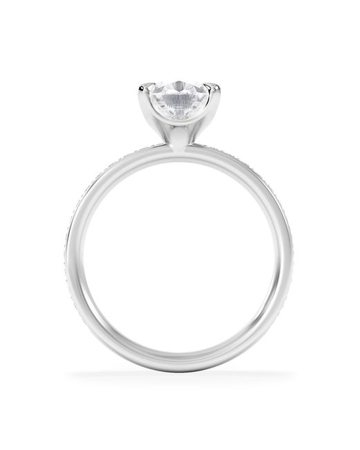 The Diamond Store White Origin 2.25Ct Pear Cut Lab Diamond Solitaire Engagement Ring With Side Stones