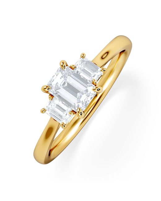 The Diamond Store Metallic Evoke 3 Stone Emerald Cut Lab Diamond Ring 0.50Ct