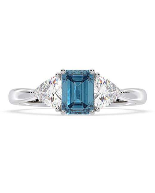 The Diamond Store Blue Aurora Lab Diamond Emerald Cut And Trillion 1.70Ct Ring