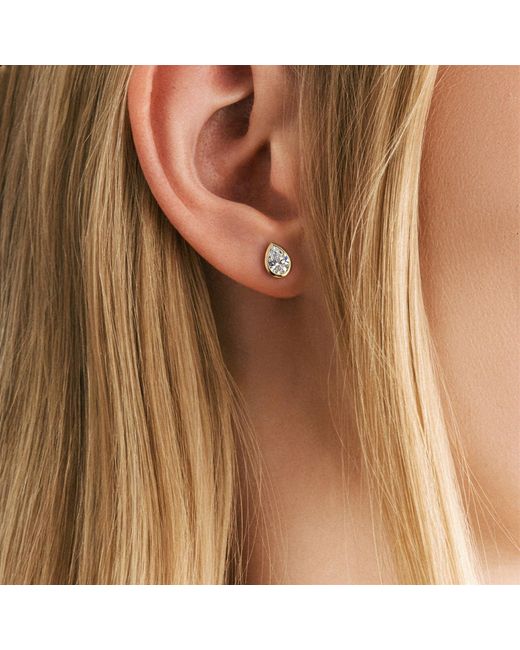 The Diamond Store Metallic Bezel Set 1.00Ct Pear Cut Lab Diamond Stud Earrings
