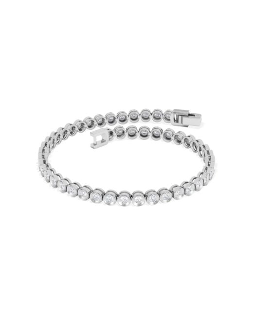 The Diamond Store Metallic 2.00Ct Round Cut Lab Diamond Bezel Tennis Bracelet