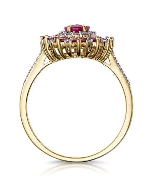 The Diamond Store Metallic 1.55Ct Ruby Asteria Collection Diamond Halo Ring