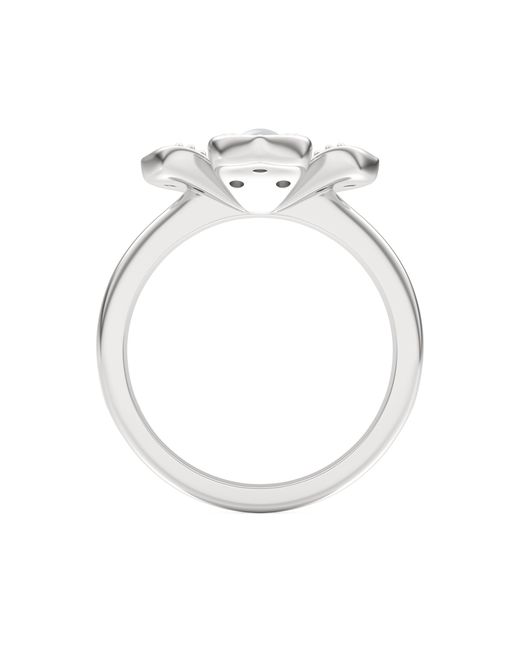 The Diamond Store Multicolor Eden 0.70Ct Round Pearl And Lab Diamond 3 Stone Ring