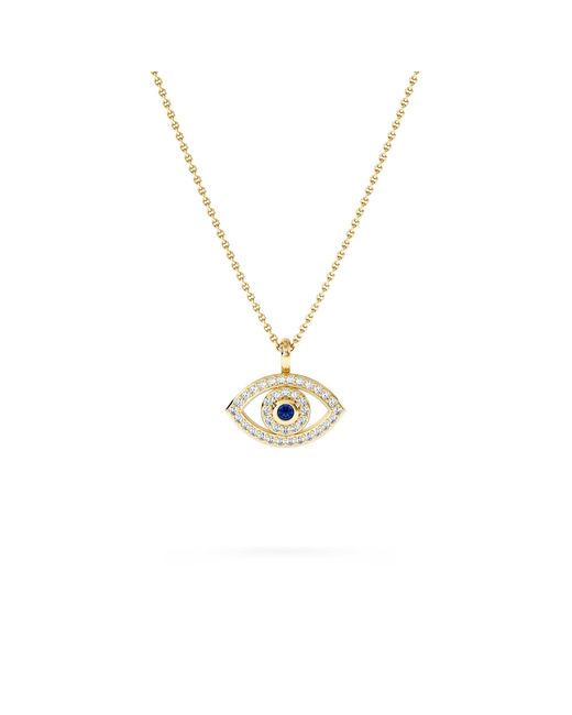 The Diamond Store Metallic Evil Eye 0.21Ct Sapphire And Lab Diamond Pendant Necklace