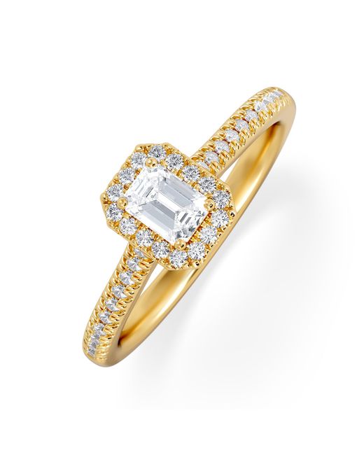 The Diamond Store Metallic Lumia Emerald Cut Lab Diamond Halo Ring 0.50Ct F/Vs