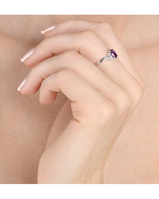 The Diamond Store Purple Amethyst 0.68Ct And Diamond 9K Ring