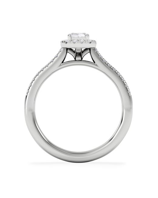 The Diamond Store White Lumia Emerald Cut Lab Diamond Halo Ring 0.70Ct F/Vs