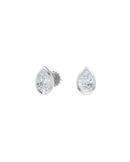 The Diamond Store Metallic Bezel Set 1.00Ct Pear Cut Lab Diamond Stud Earrings