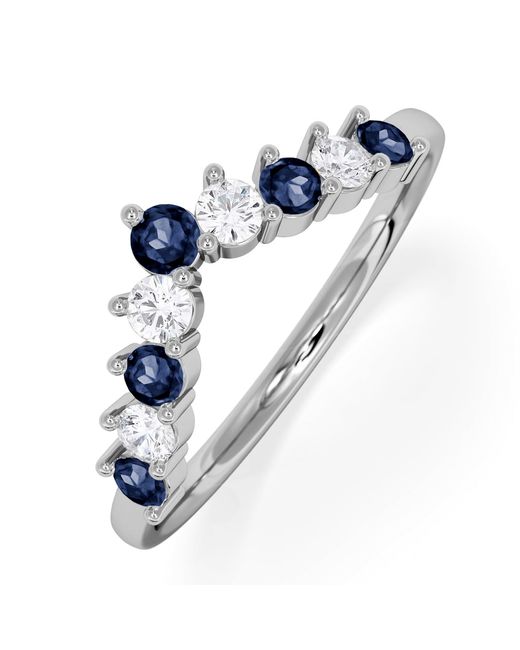 The Diamond Store Blue Starlit Sapphire And Lab Diamond Wishbone Ring