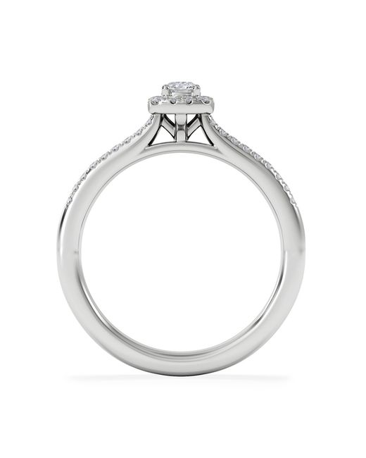 The Diamond Store White Lumia Round Cut Lab Diamond Halo Ring 0.33Ct F/Vs