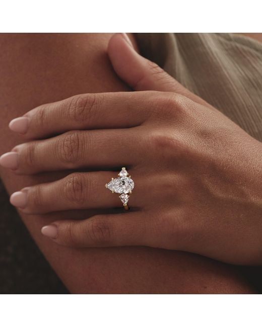 The Diamond Store Blue Adore 3.80Ct Pear Cut Lab Diamond 3 Stone Engagement Ring
