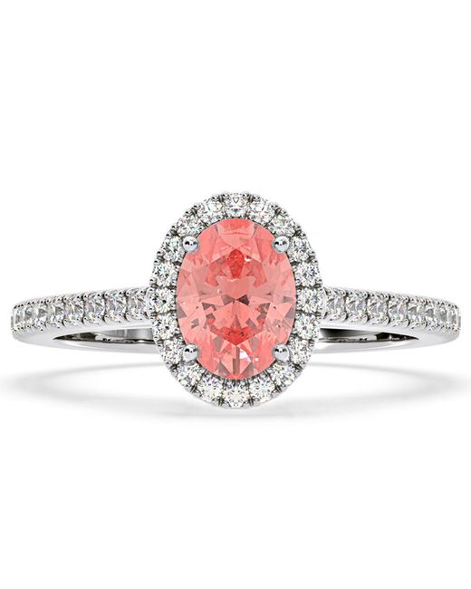 The Diamond Store White Georgina Lab Diamond Oval Halo 1.60Ct Ring
