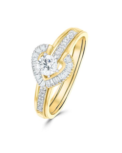 The Diamond Store Metallic Diamond 0.65Ct And 9K Solitaire Ring With Shoulders