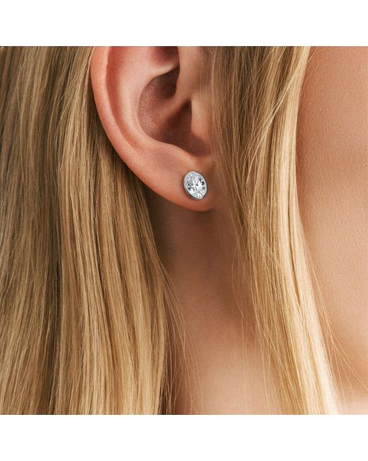 The Diamond Store Metallic Bezel Set 2.00Ct Oval Cut Lab Diamond Stud Earrings