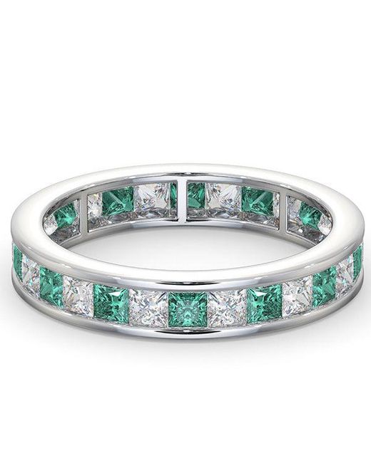 The Diamond Store Blue Eternity Ring Lauren Diamonds G/Vs And Emerald 2.20Ct