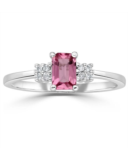 The Diamond Store Pink 9K Diamond Sapphire Ring 0.06Ct