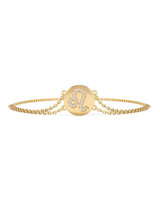 The Diamond Store Metallic Astrology Leo 0.07Ct Lab Grown Diamond Adjustable Medallion Bracelet 18K Vermeil