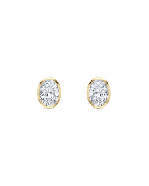 The Diamond Store Metallic Bezel Set 2.00Ct Oval Cut Lab Diamond Stud Earrings