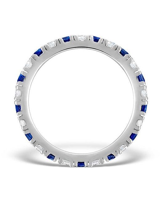 The Diamond Store Blue Sapphire 0.90Ct And H/Si Diamond Eternity Ring