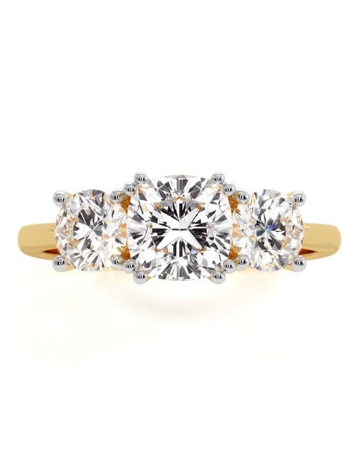 The Diamond Store Metallic 3 Stone Meghan Lab Diamond Engagement Ring 1.7Ct F/Vs1