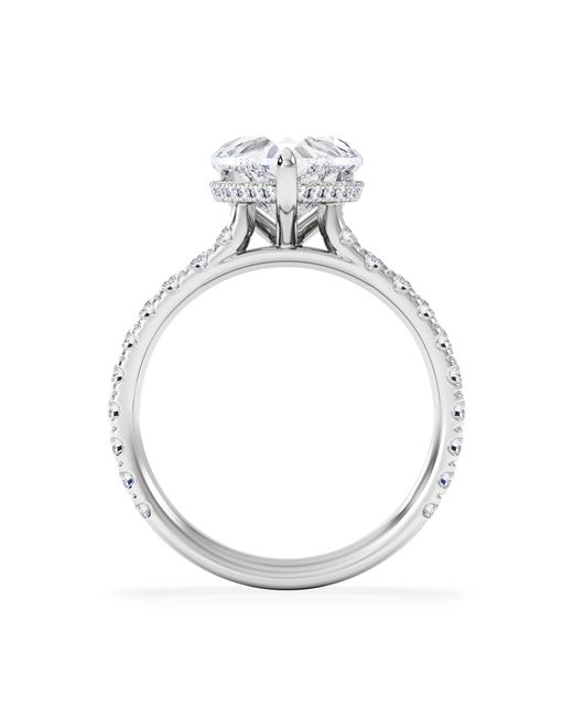 The Diamond Store White Amora Heart 2.55Ct Hidden Halo Lab Diamond Engagement Ring With Side Stones Set