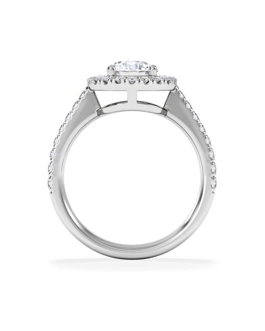 The Diamond Store White Ella Halo Lab Diamond Engagement Ring Igi 1.30Ct F/Vs1 18K