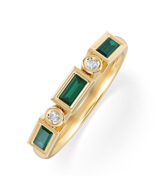 The Diamond Store Metallic Forme 0.37Ct Baguette Cut Lab Emerald 5 Stone Ring