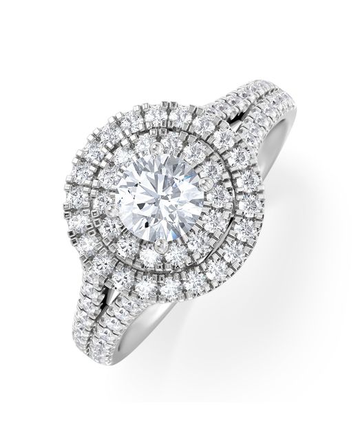 The Diamond Store White Camilla Diamond Halo Engagement Ring 18K 1.15Ct G/Si2